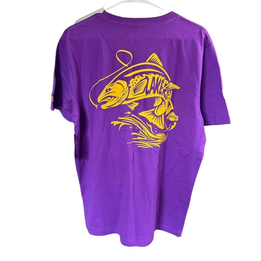 Los Angeles LA Lakers NBA New Era Crew Neck Purple SS Tee Shirt Mens L NE97099M